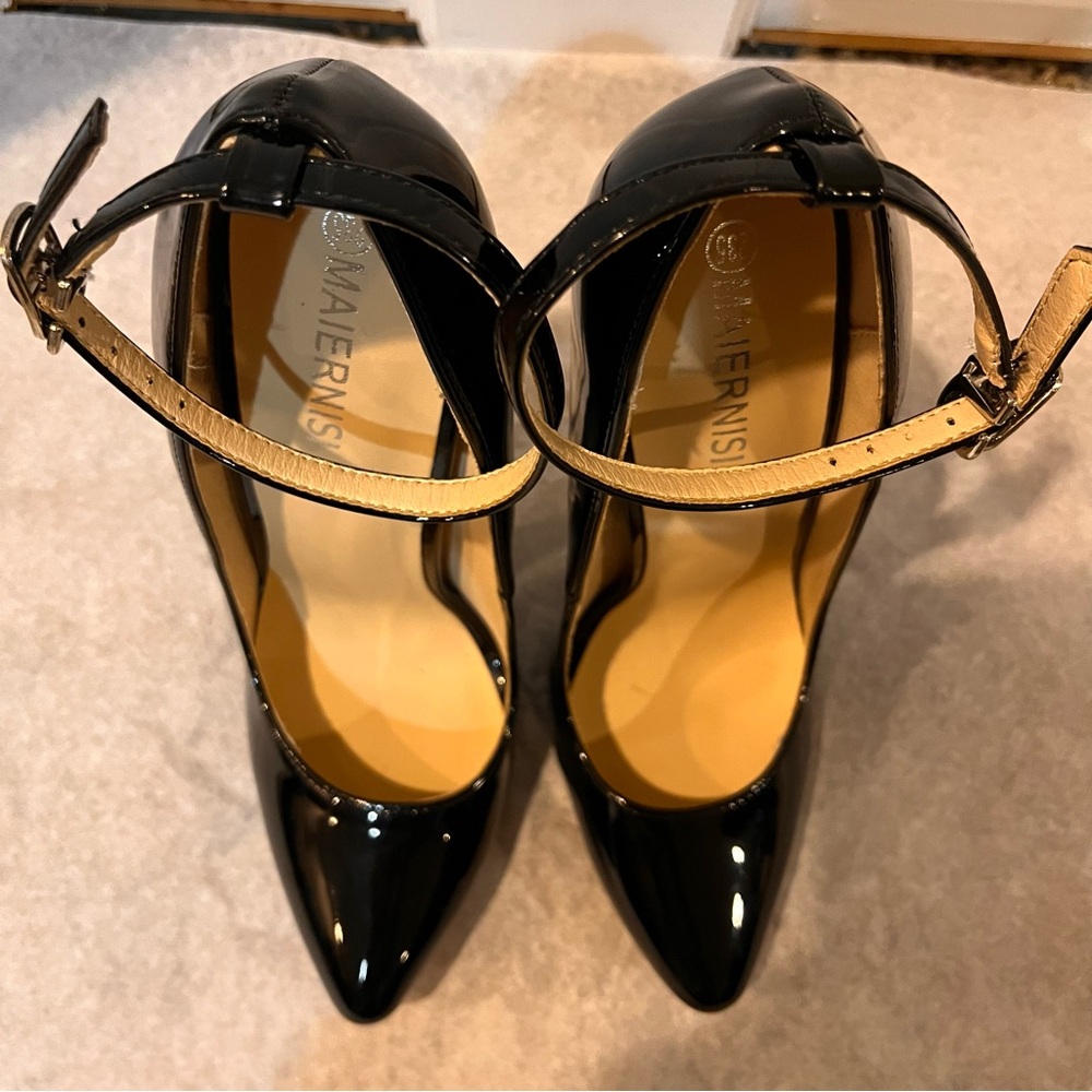 Black Patent Stiletto Ankle Strap Heels NWOB - Picture 5 of 7